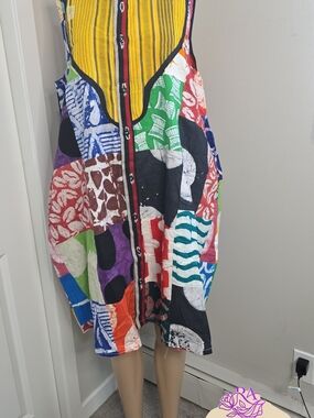 Colorblock Patchwork Button-Front Dress